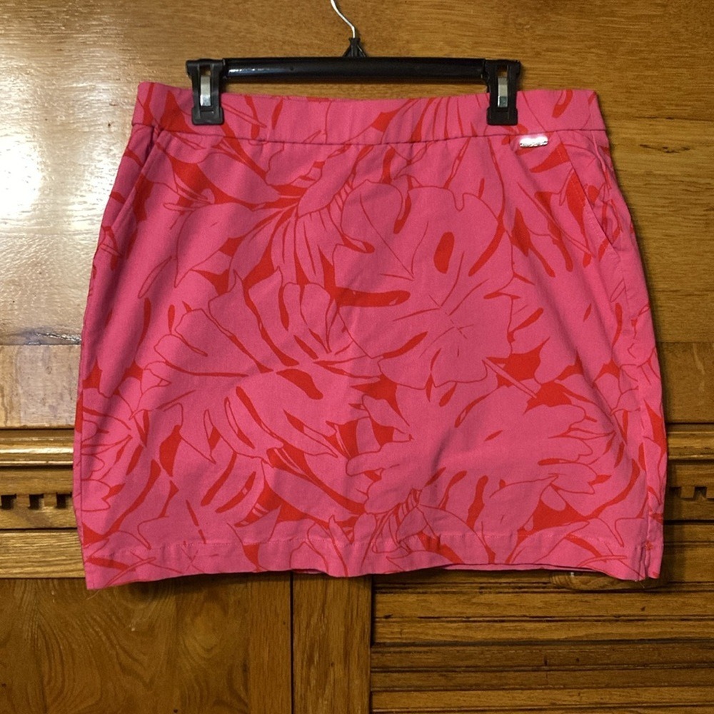 Rafaella Preppy Y2K Tropical Monstera Leaf Print Activewear Skort  Resort Wear